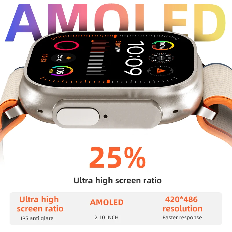 49Mm reloj JW9 Ultra 2 Smart Watch AMOLED Smartwatch BT Call Heart Rate Ultra 2 Watch PK HK9 Hello 3+ Serie 9 Mens Style Watches