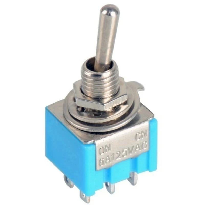 Mini Latching toggle switch ON ON Blue rocker switch 6 pins 2 position switch 6mm 6A/125V 3A 125VAC
