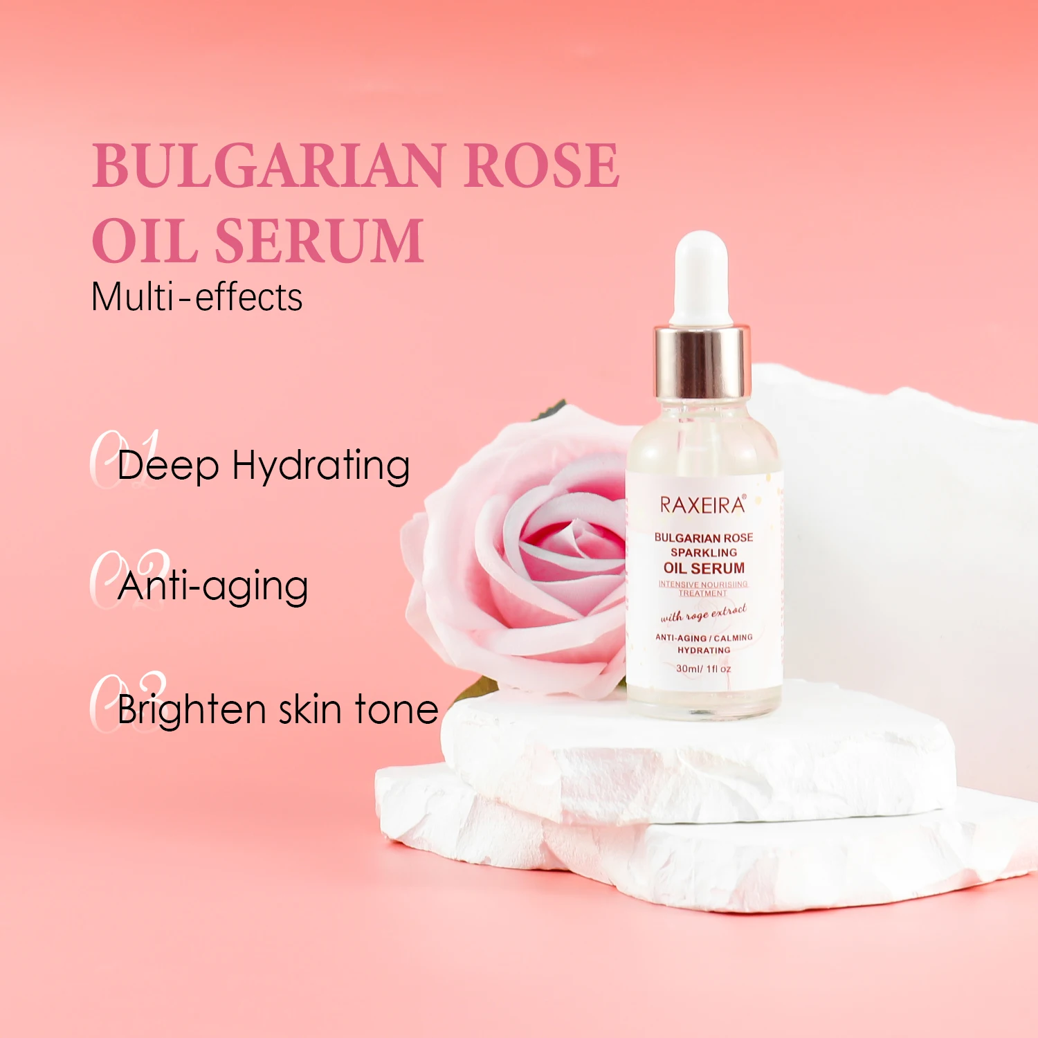 Hot Sale Skin Care Organic 30ml Bulgarian Rose Oil Anti Wrinkle Nourishing Hydrating Rose Oil Serum
