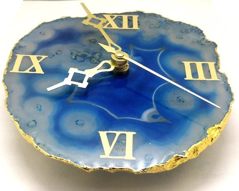 Top Selling Agate Stone Clocks with Wooden Stand : Cheap Price Agate Gifts : Desk and Table Clocks with stand