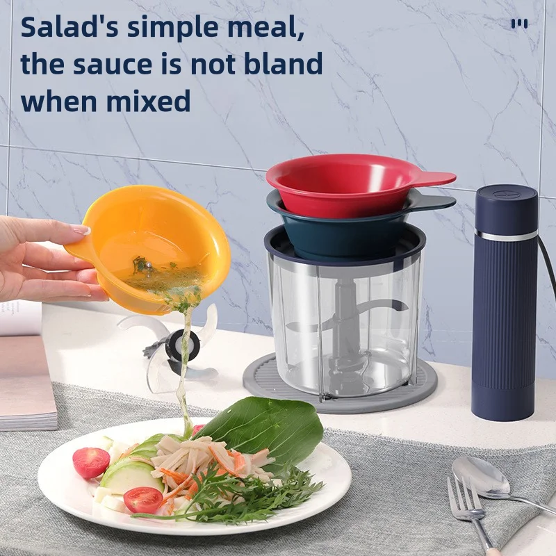 800ML with 3 100ml Bowl Meat Grinder , Household Seasoning Machine, Multifunctional Electric Small Mixer,multiple Bowls Blender