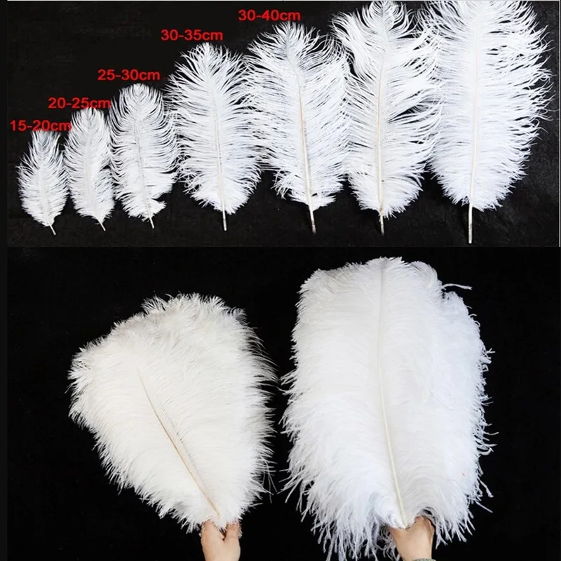 Wholesale Large White Carnival Festival Ostrich Feather 15-80cm Dyed Ostrich Feathers Trims for Wedding Decoration
