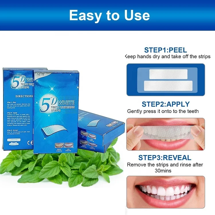 Hot Selling 5D Gel Teeth Whitening Strips White Tooth Dental kit Oral Hygiene Care Strip