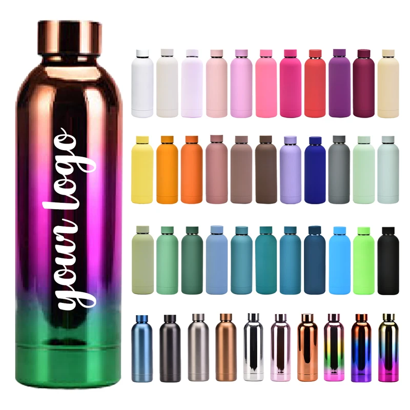 Factory Promotional Eco Friendly 350 500 700ml  Stainless Steel Double Wall custom logo color Vacuum Sports Water Bottles