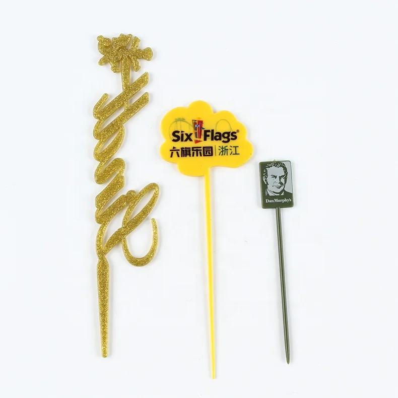 Plastic fruit pick custom shape and logo various color picks