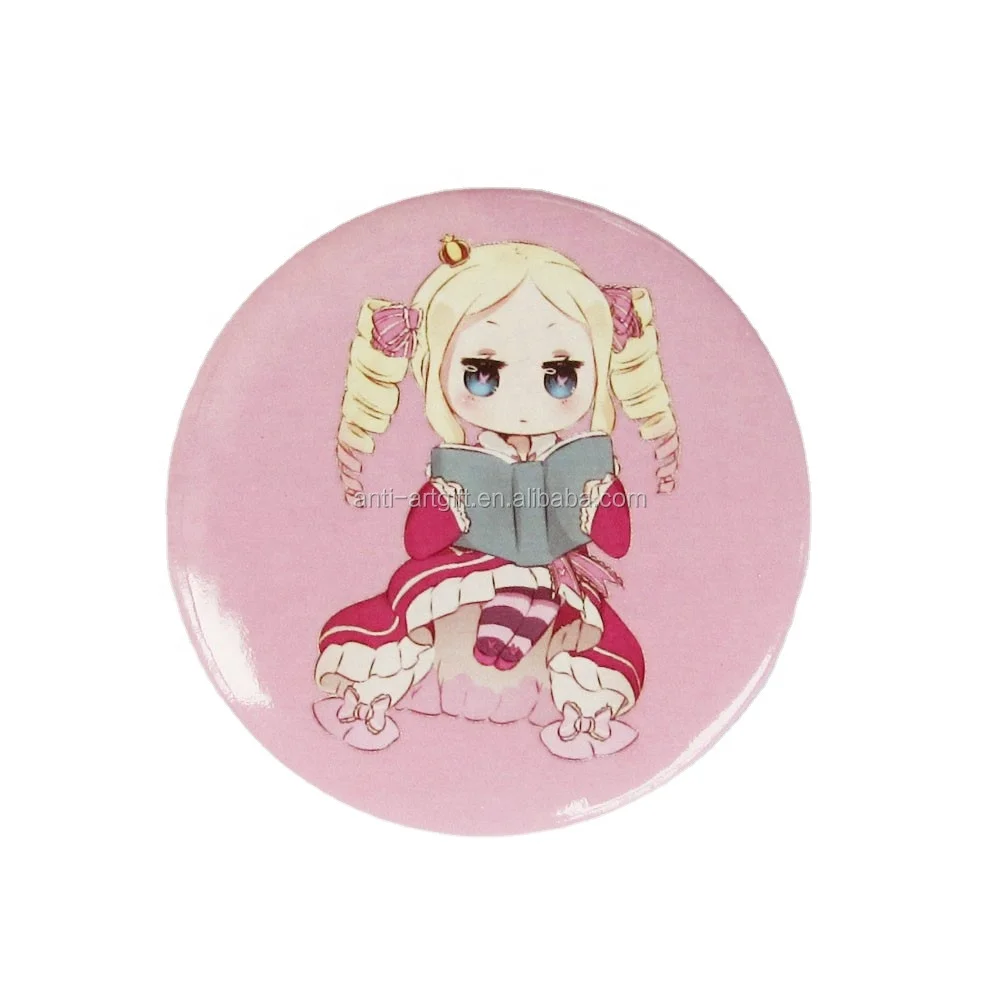 Custom design Brown round offset printing lapel pins Wholesale Manufacturer with smile face carton boy cheap price Badge