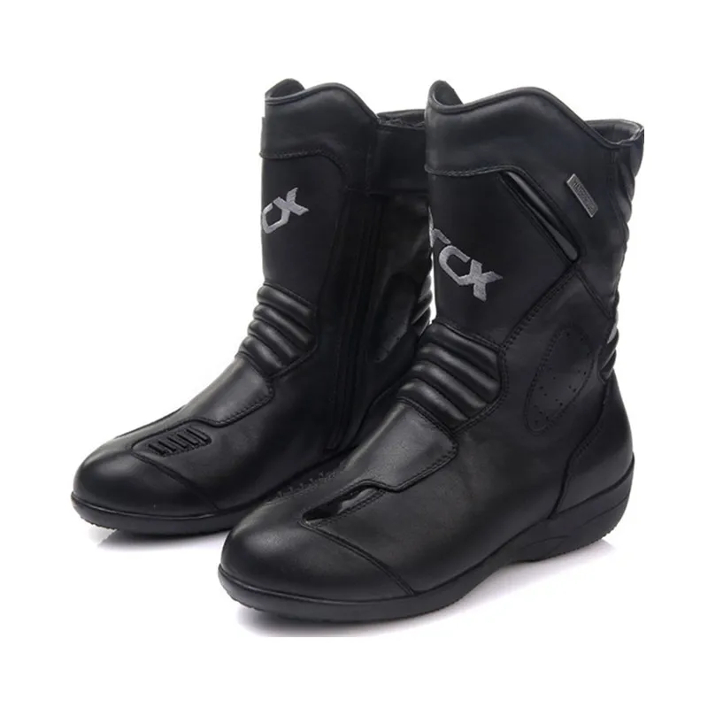 Wholesale ARCX Calf Professional Protection YKK Zipper Waterproof Black Casual Cowhide Leather Motorcycle Boots for Woman