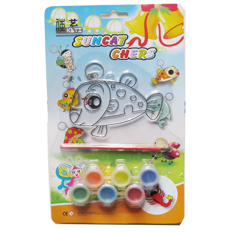 Wholesale Customized Logo Plastic 6 Colors plus Brush DIY Painting Window Art Sun Catcher Craft Set for Children Gift