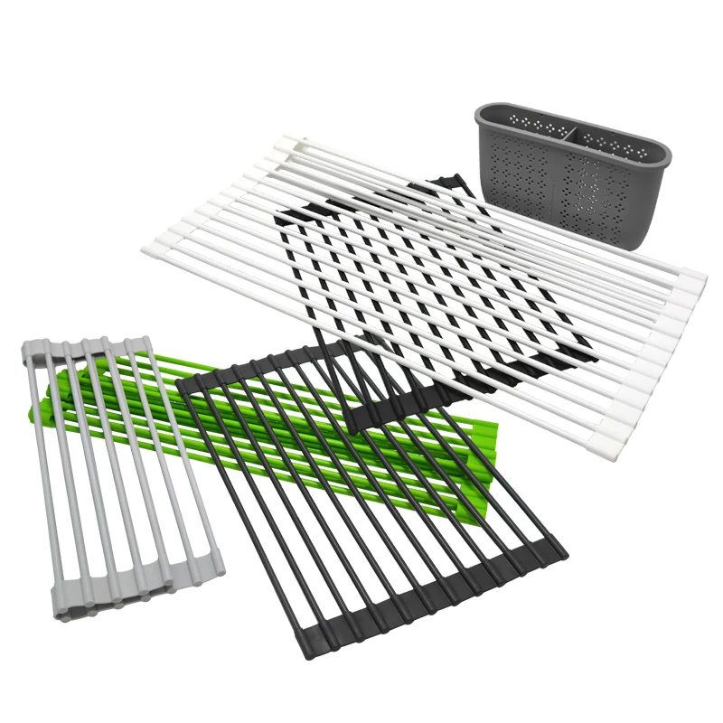 Professional factory custom new designer silicone with metal drain rack sink rack