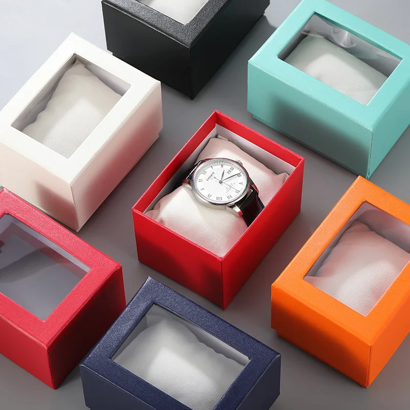 High Quality Jewelry Paper Boxes Watch Gift packaging Lid And Base Storage Box With Clear Pvc Window