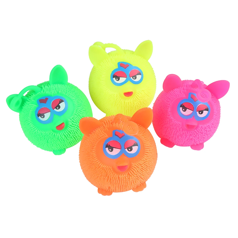 Promotional Puffer Ball Colorful Fluffy Ball Yoyo Stress Puffer Ball Cute Smiling Toy