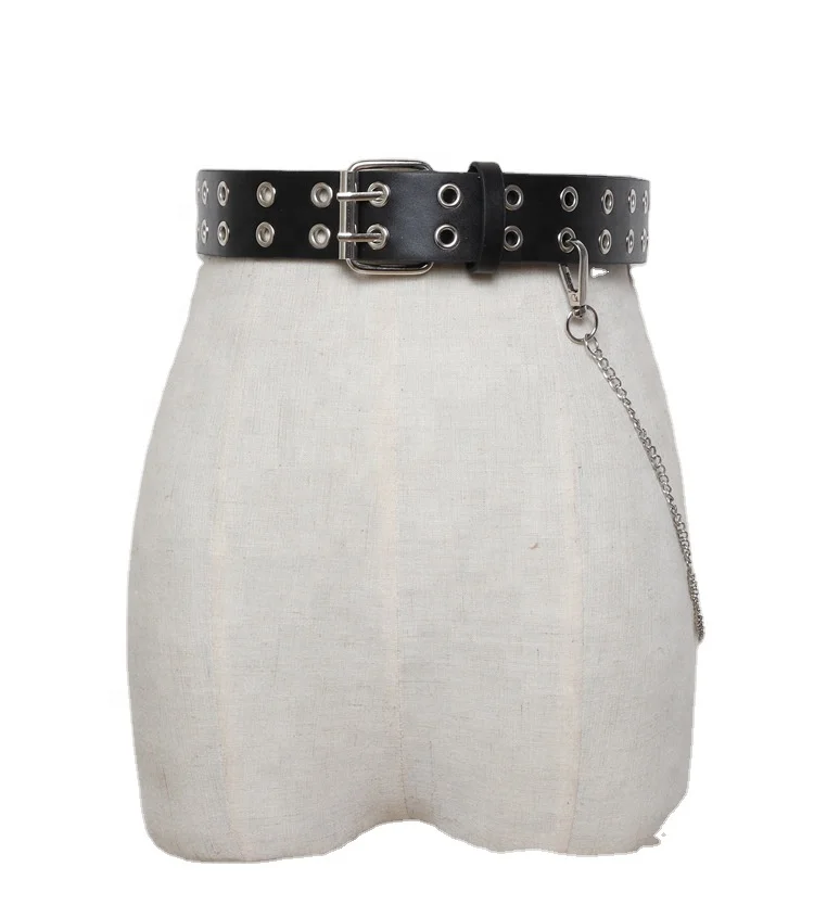 wholesale Double exhaust eye design waist belt for ladies fashion belt chain punk rivet decoration