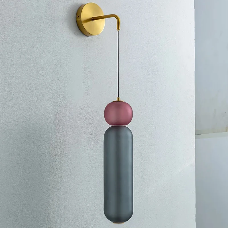 Modern E27 Led Interior Wall Light Hanging Wall Lamp Nordic Colored Glass Metal Iron 80 Home Office Modern Luxury