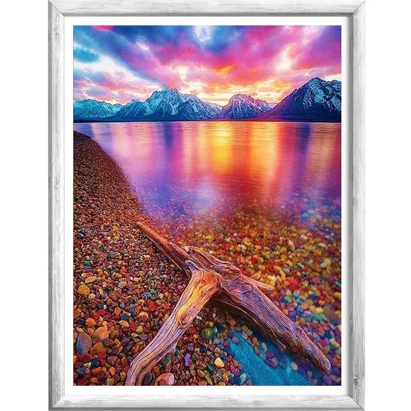 
diamond painting beach Dead wood stone Snow mountain scenery diamond painting 