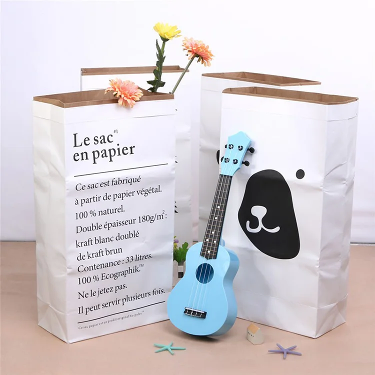 Оптовая продажа, различные дизайны моющихся игрушек, Европейская сумка из крафт-бумаги ins для хранения мусора в детской комнате