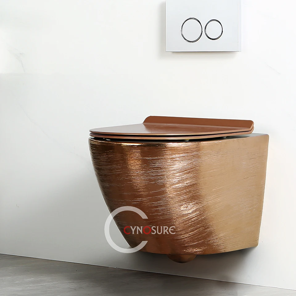 New Design Sanitary Ware Toilet Wall Hung Brushed Rose Red Ceramic Wall Hung Toilet Bowl Wall Hung Toilet For Bathroom