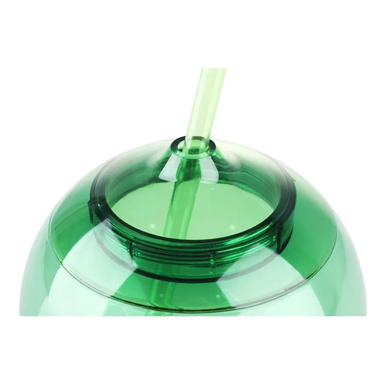 LFGB standard promotional food grade colorful options fashion bar disco tumbler round ball shape plastic cup with straw