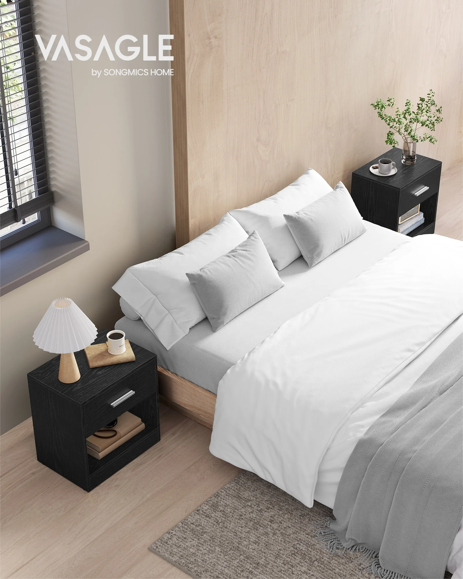 VASAGLE wholesale nightstand set 2 bedside table with storage drawer nightstand modern for bed rooms