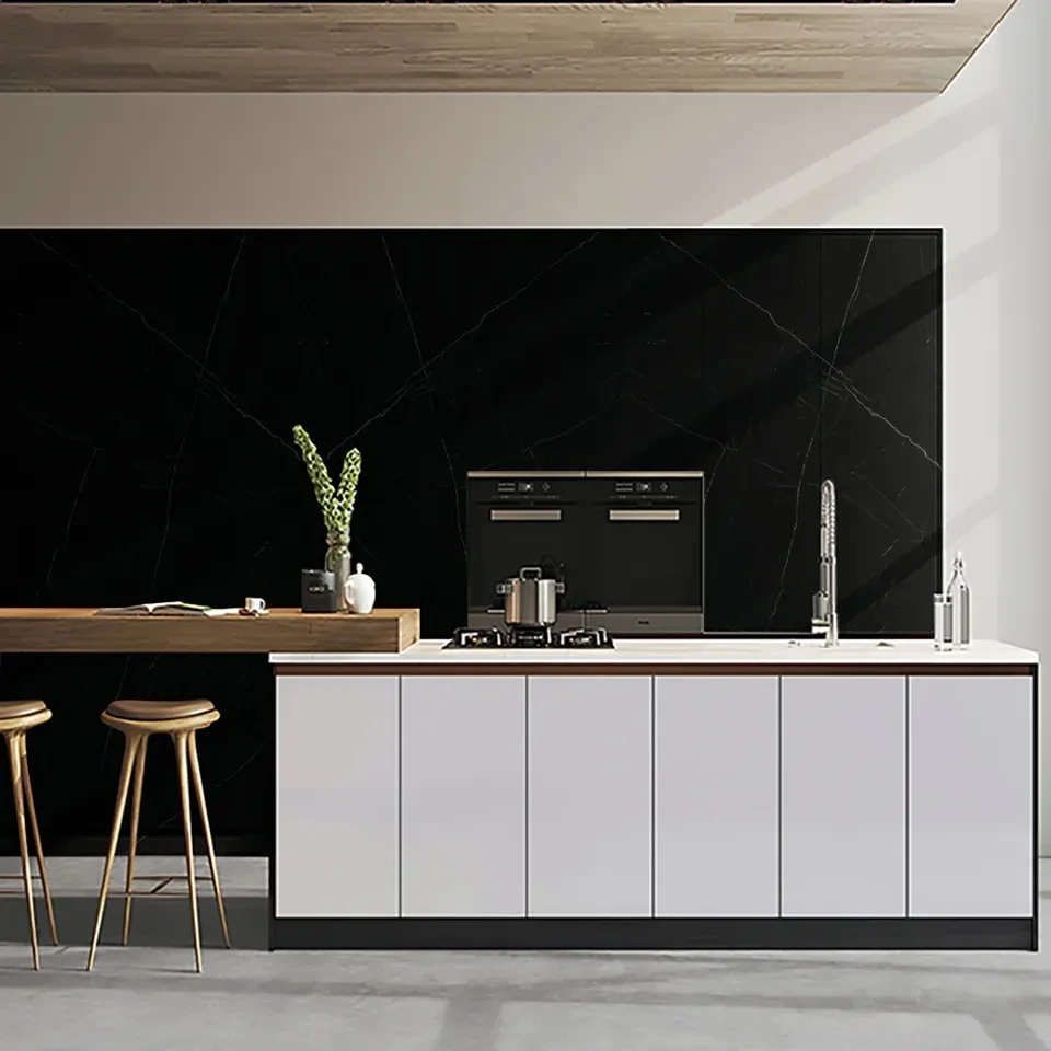 Glossy Calacatta Stone Tiles Engineered Large Porcelain Slab Black Sintered Stone Slab