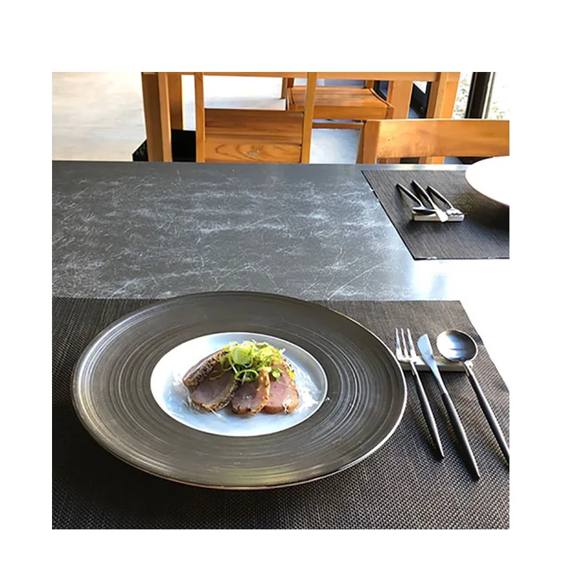 Modern lifestyle tableware white gold rim restaurant plates ceramic for sale