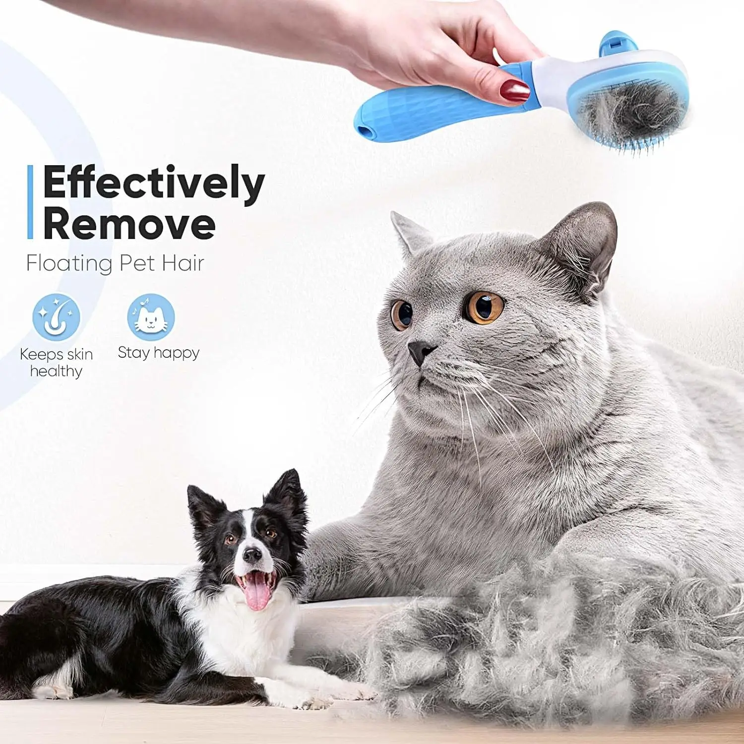 OEM cepillo para mascotas Self Cleaning Slicker Brush Cat Brush with Release Button Stainless Steel Dog cat Combs Brushes