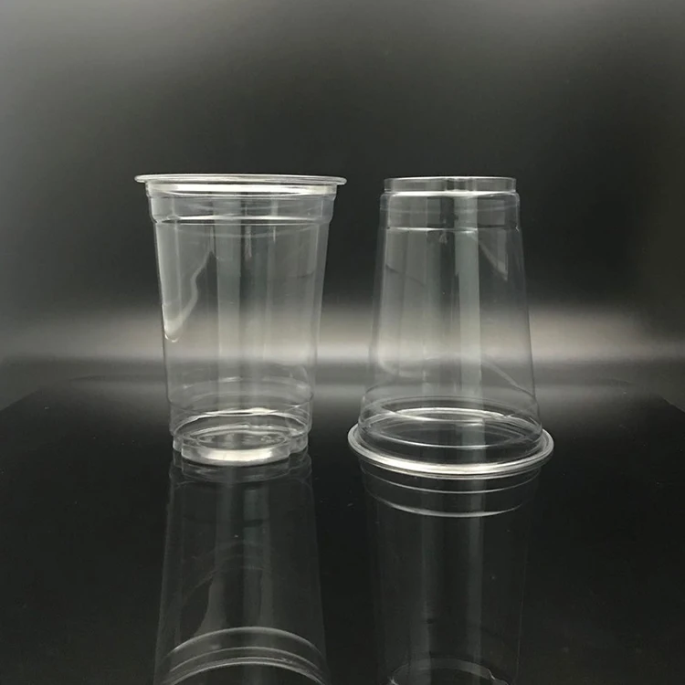 Customized Logo Printed PLA Disposable Cups 10oz Transparent Plastic Cup For Cold Beverages