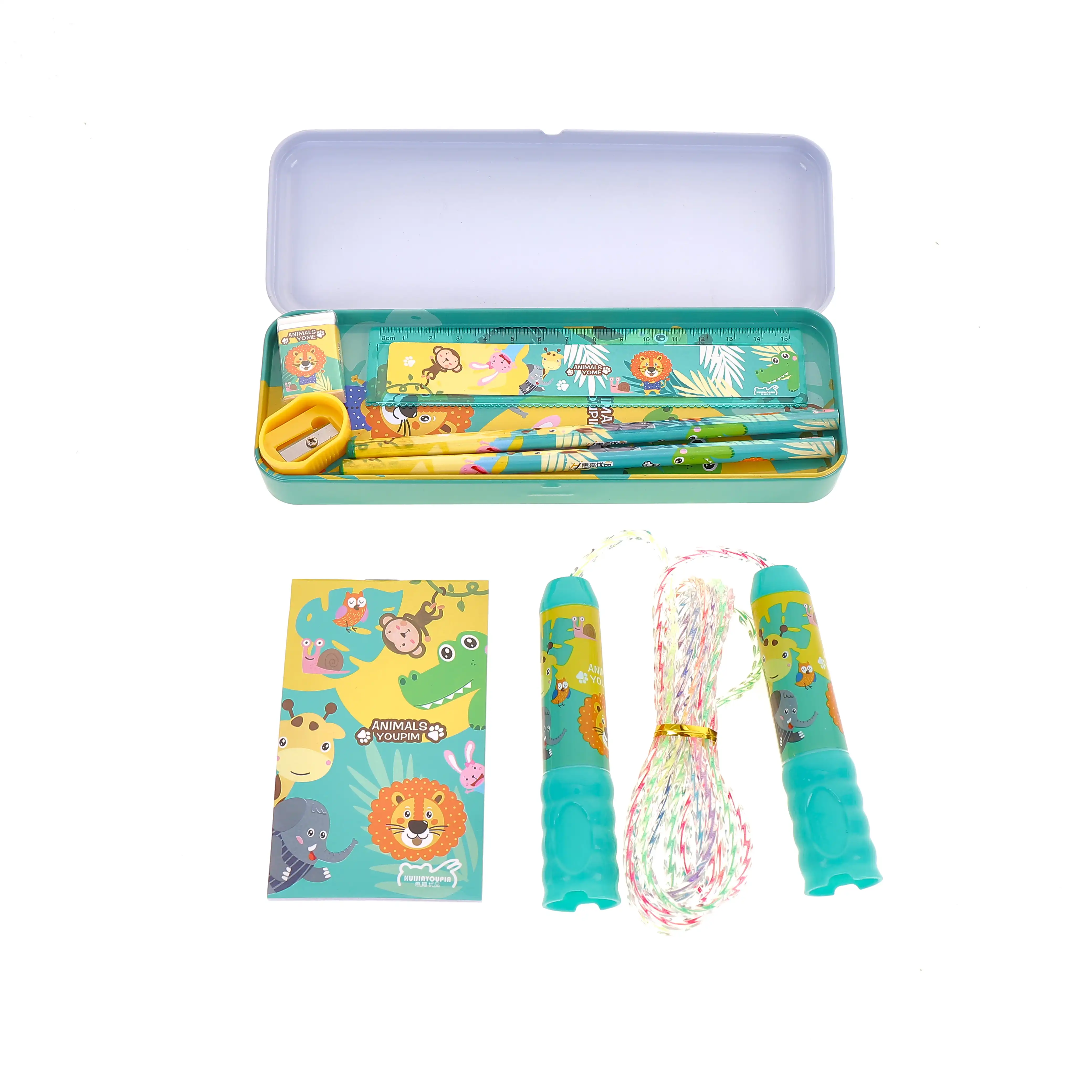 Promotional Custom Cute Rainbow Office Customized Multifunctional School Stationery Box Set For Girls