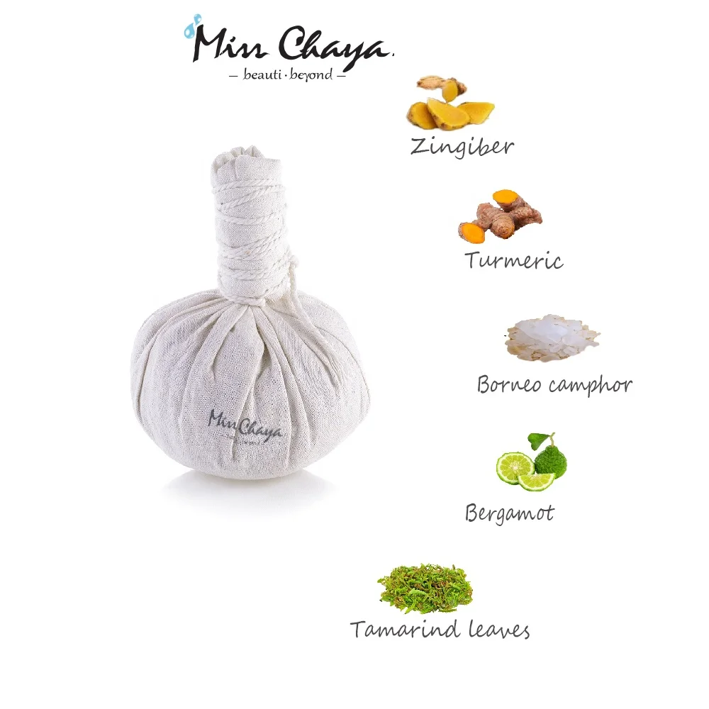 
MISS CHAYA Hot Compress Herbal Ball Thai Herb Zingiber Turmeric Bergamot White Color Spa Equipment Original Luxury for Spa TH;22 