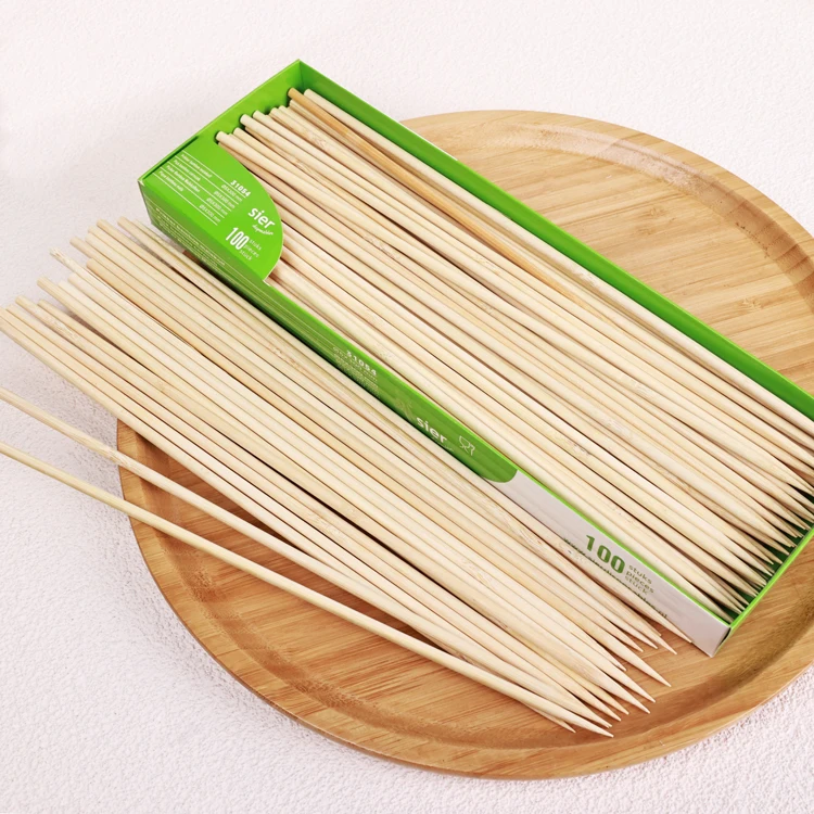 High quality Eco-friendly Long bamboo marshmallow roasting Disposable Skewers heat resistant barbecue wooden sticks