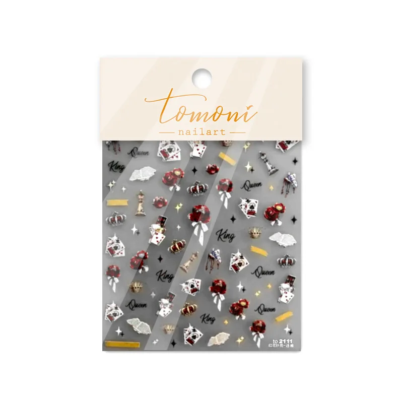 Hot Ultra Thin Japanese Style Relief 5D Nail Art Stickers Retro Black Alice Rabbit Back Glue Cute Cartoon Embossed Nail Decals