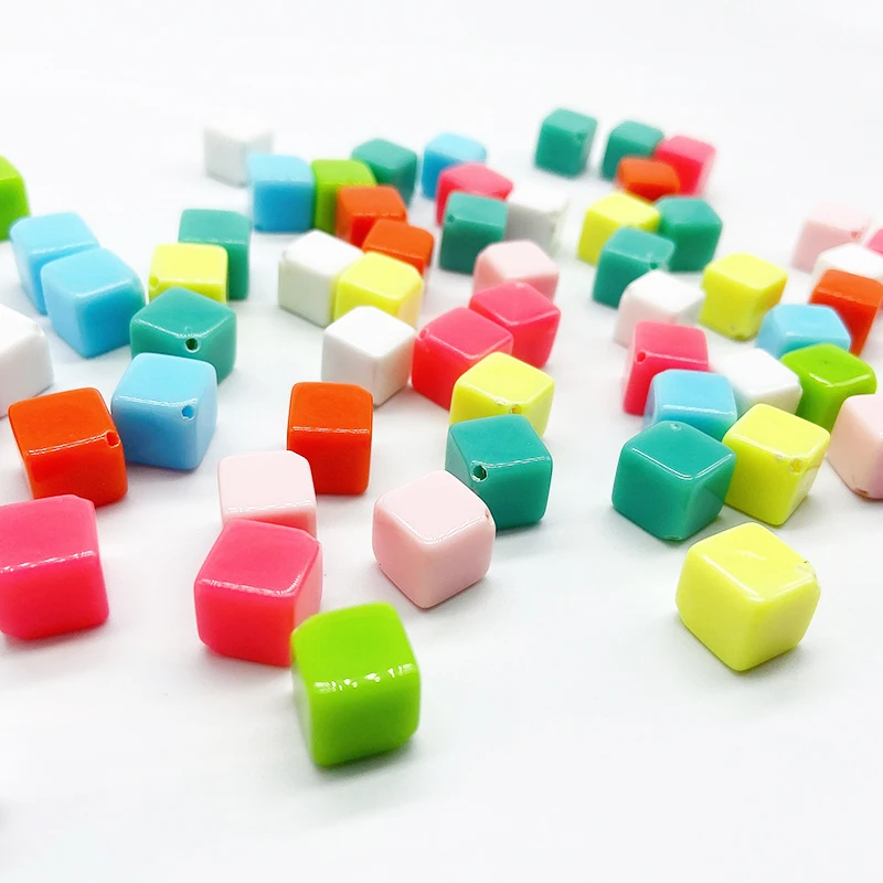 Factory Price Wholesale Macaron Colors Plastic Opaque Square Cube Beads Sold By Factory Directly For Jewelry Making