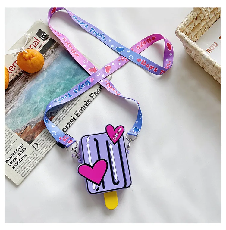 new Fruit strawberry avocado cartoon Silicone Wallet Backpack Key Ring Shoulder Bag lady gift