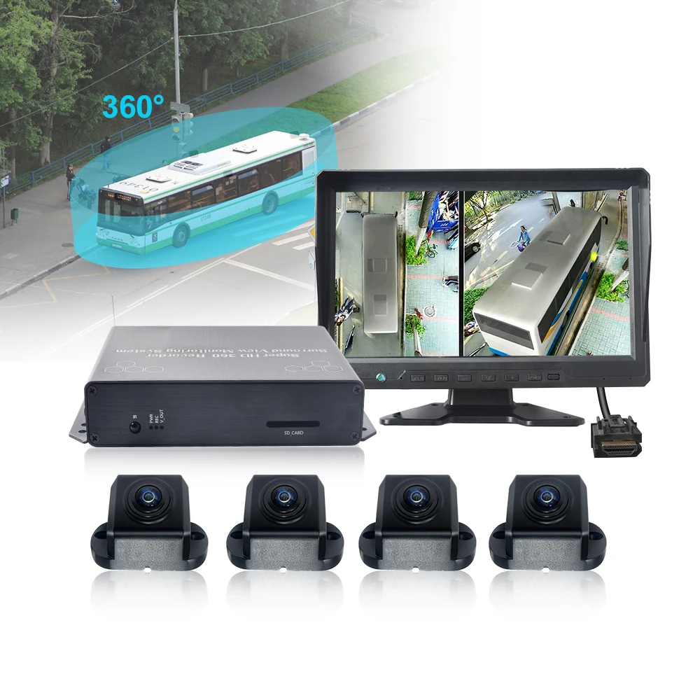 PJAUTO 360 Degree Reverse Bird View Panoramic Camera System for School Bus