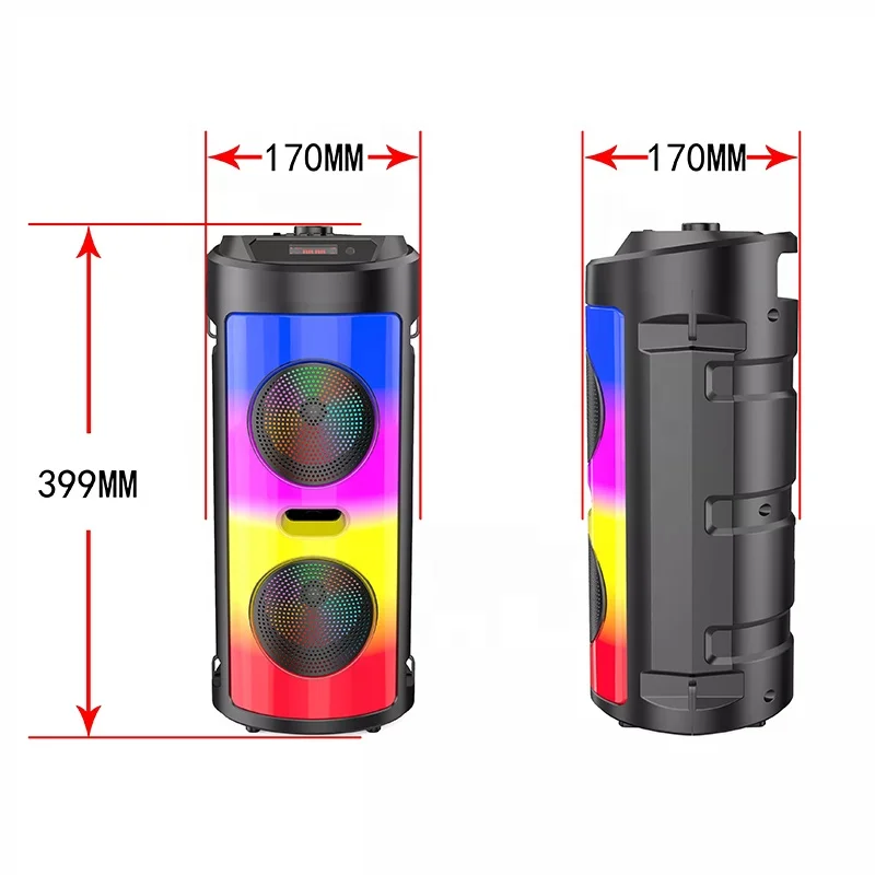 New Products Multimedia Portable Dual 4' Woffer -JBL Audio Partybox 2*4inch Blue Tooth Party Bass Speakers with Flashing Light