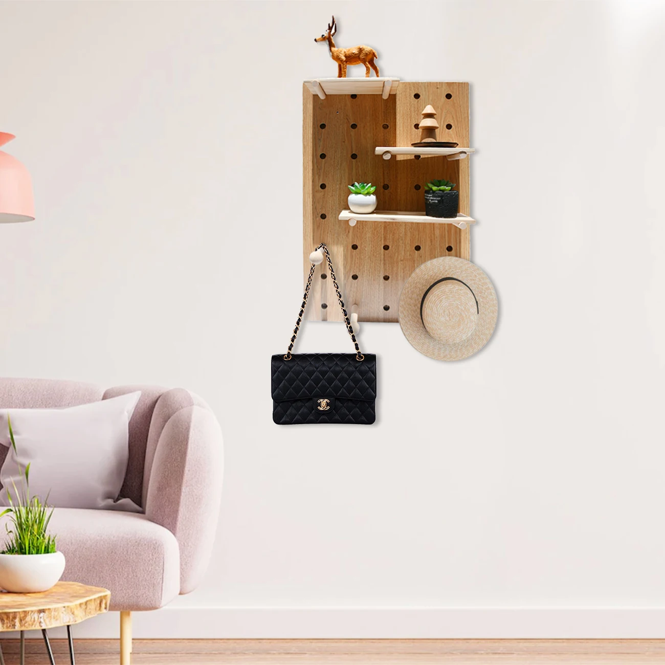 Home Decor & Storage Universal Use Durable Pegboard Wall Shelf Organizer and Storage Separately Usable and Light Assembly