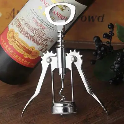 2 in 1 Premium Zinc Alloy Manual Bottle Opener Wing Corkscrew Wine Opener for Gift
