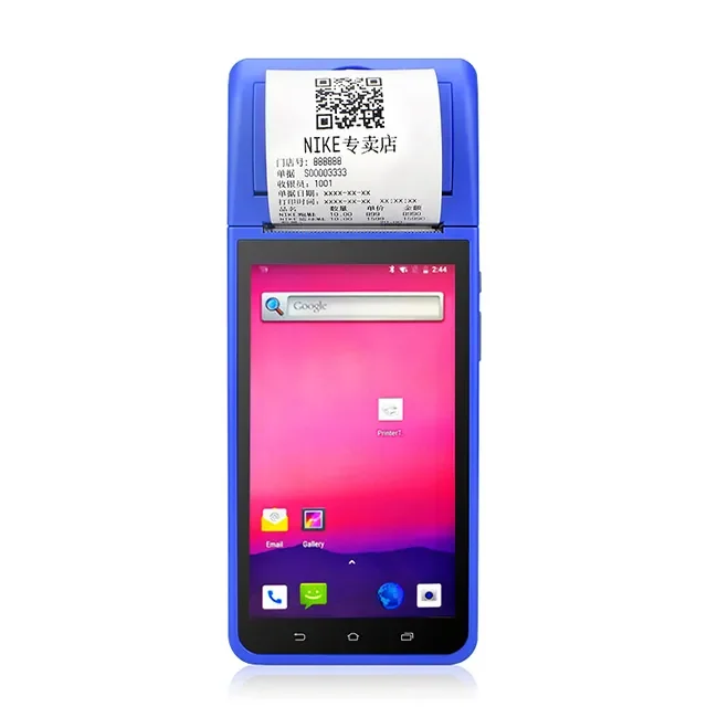 portable handheld PDA payment Android Terminal with 58mm thermal printer for restaurant food ordering