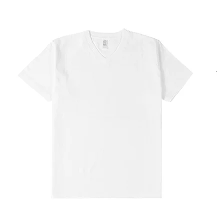 NADANBAO Factory High Quality Breathable Custom T-shirt Opaque Mens Thick V Neck Rib Collar Full Cotton White T shirt for men