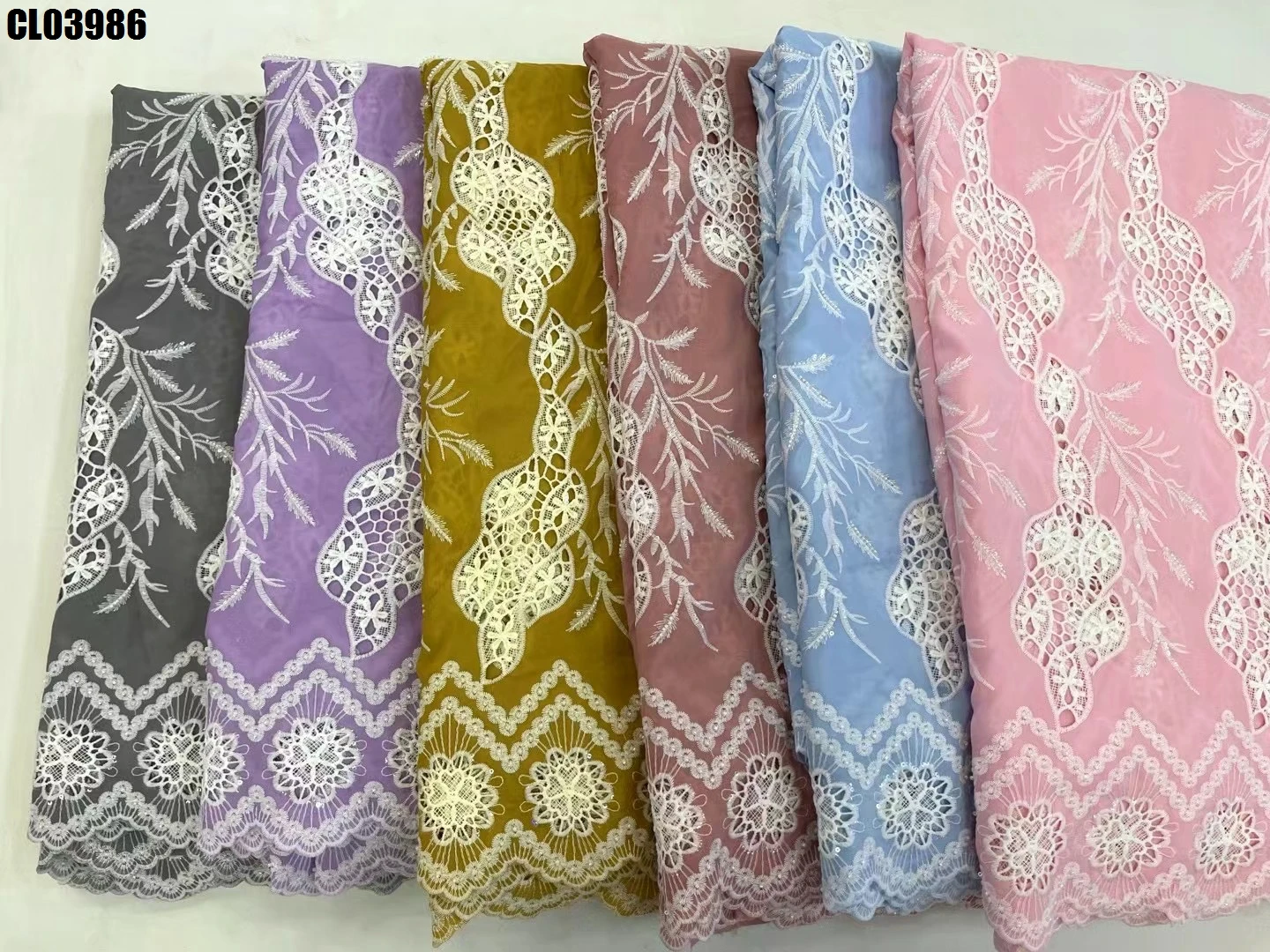 Austrian embroidery beautiful Laser embroidery guipure lace fabric embroidery cord lace Garment accessories lace with cord