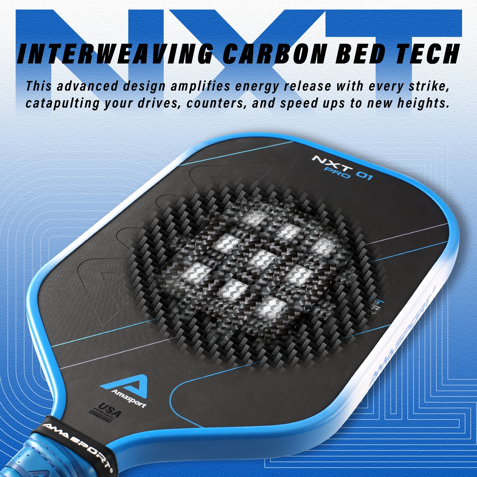 AMASPORT Foam EVA Frame NXT Core Roughness Surface Gradient Edge Guard 16mm Thickness Carbon Fiber Pickleball Paddle