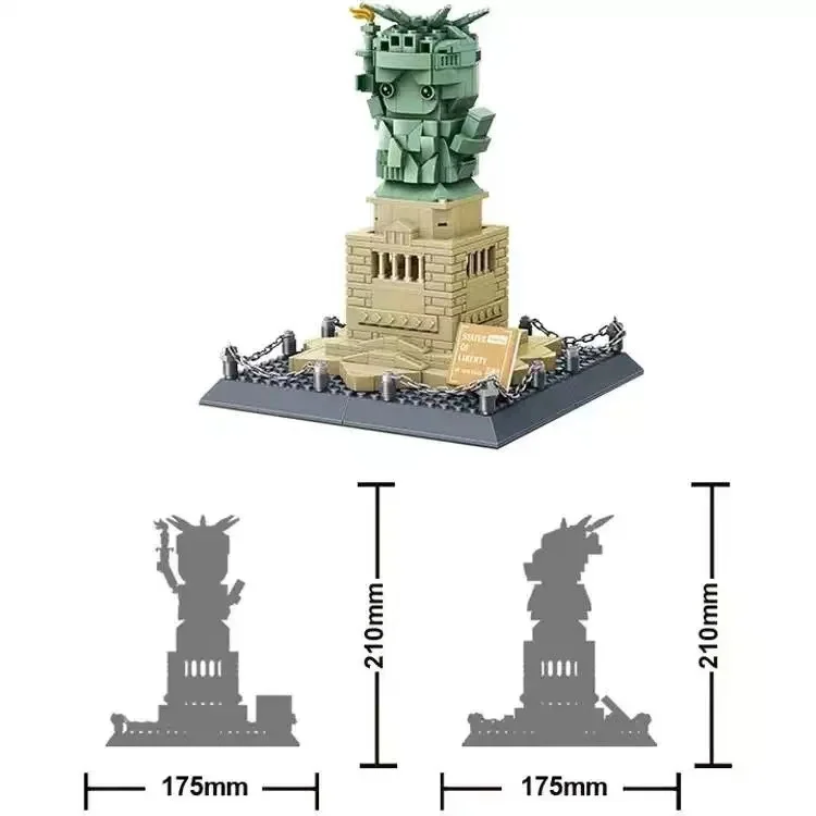 New Wange 3210 York Statue of Liberty Mini Q Edition World Landmark DIY Construction Toys Building Block Brick Sets for Kids