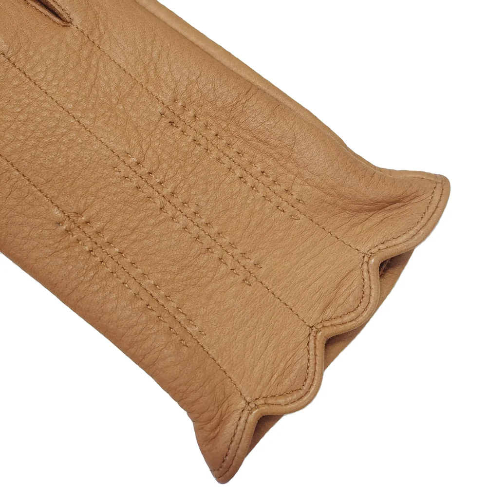 Nice New Fashion High Quality Lady Style No Lining Elastic on Palm  Full Finger Real Deerskin Original From USA  Leather Gloves