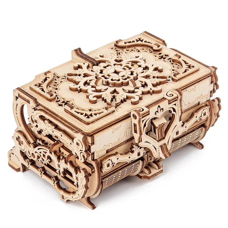 Manual 3D Puzzle Wooden Assembly Toys Antique Box Diy Manual Simulation Of Wood Driving Machinery  Model Decorations Toys