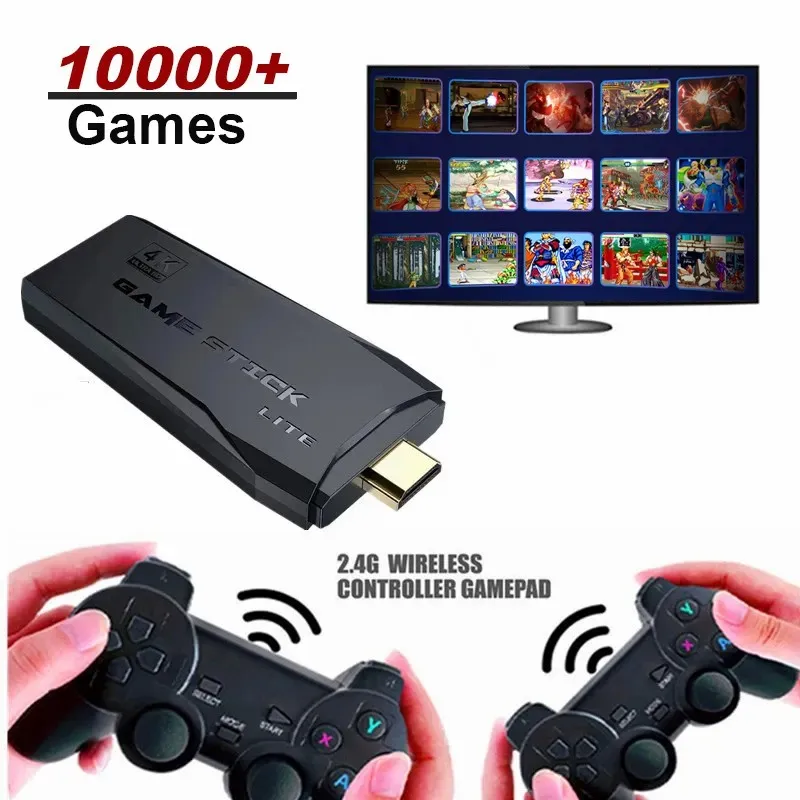 Бесплатный образец беспроводной контроллер 4K HD 2 4G 64G игровая консоль 10000 встроенных Ретро джойстиков контроллеры игровые консоли