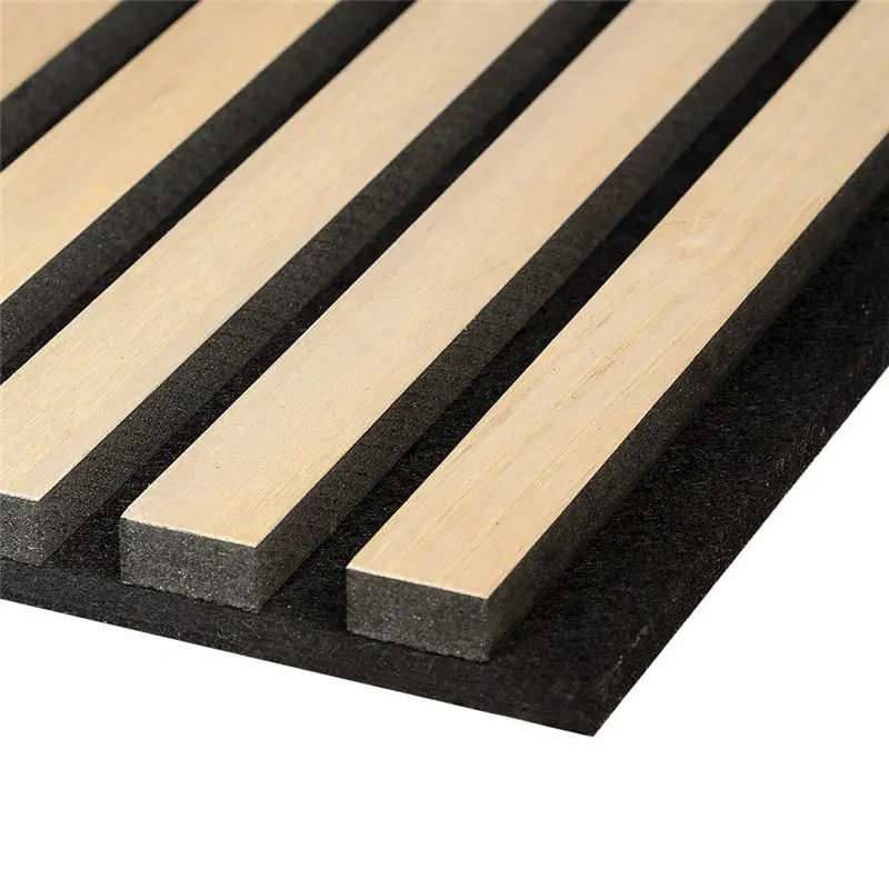 Wood Veneer Surface Polyester Mdf Different Dimension Wall Slat Acoustic Panel