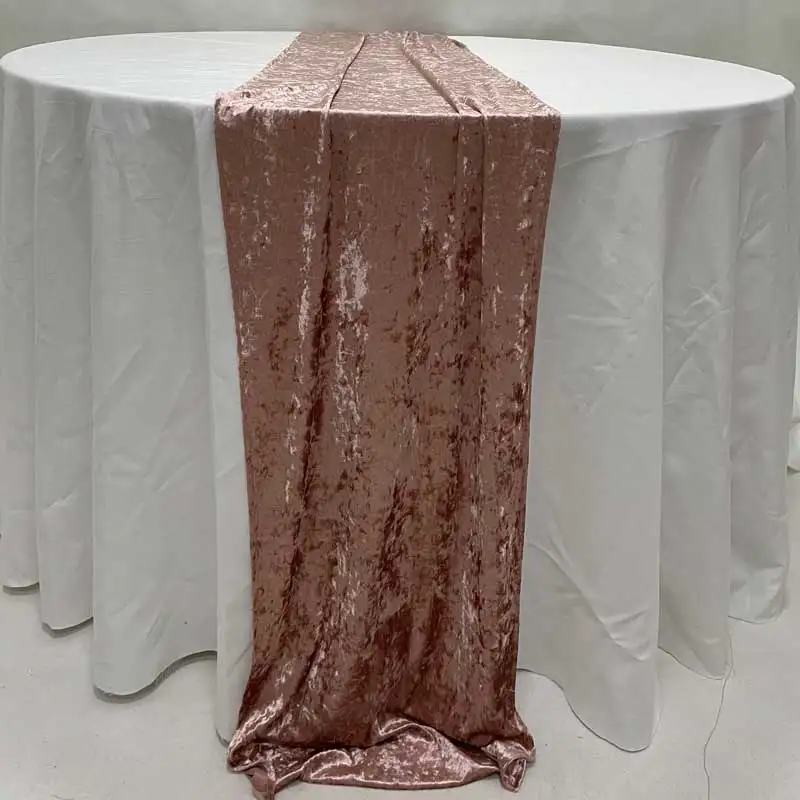 TC039 C#27 table runner embroidery pink velvet table runner wedding