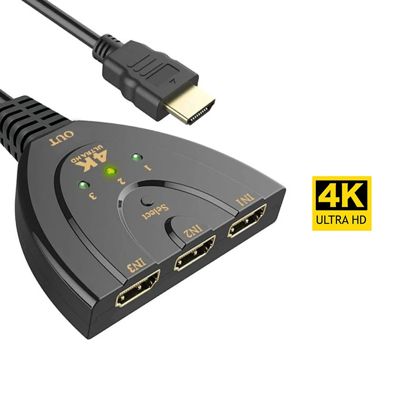 4K*2K 3D Mini 3 Ports HDMI-compatible Switcher HD Splitter 3 in 1 out Video Adapter for DVD HDTV Xbox PS3 PS4