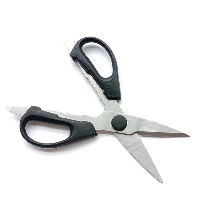 Large PP handle sharp multipurpose scissors kitchen scissors for bottle opener