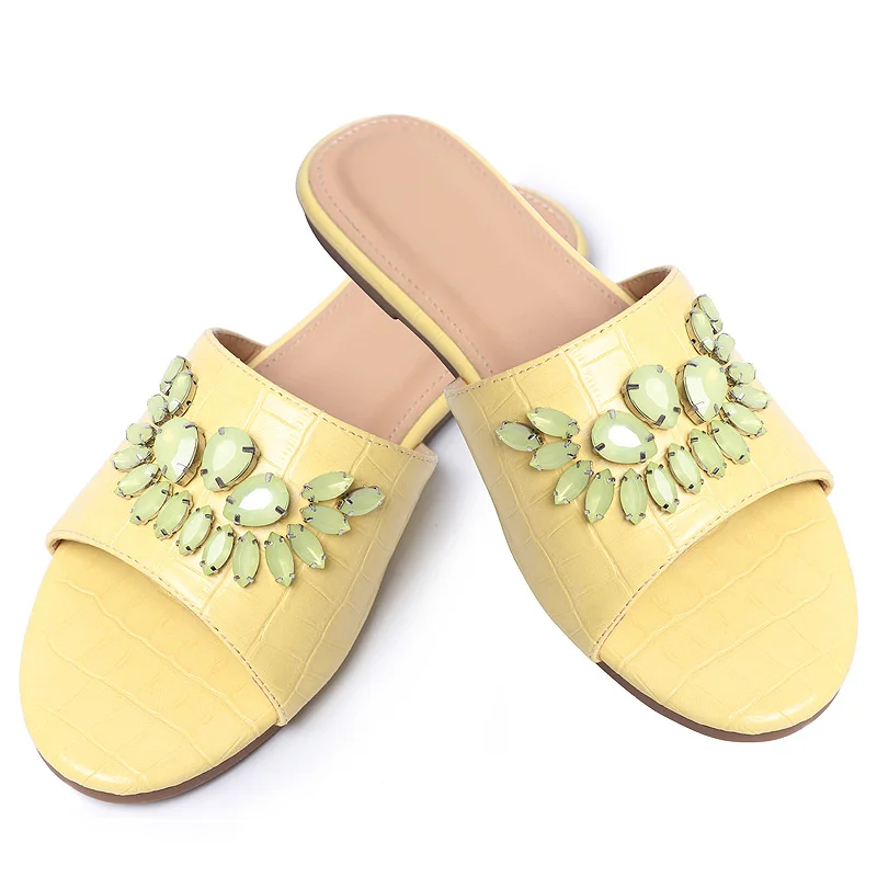 Factory Customized Crystal Diamond Designer Fashion Women Shoes Crocodile Fashion Party Slippers