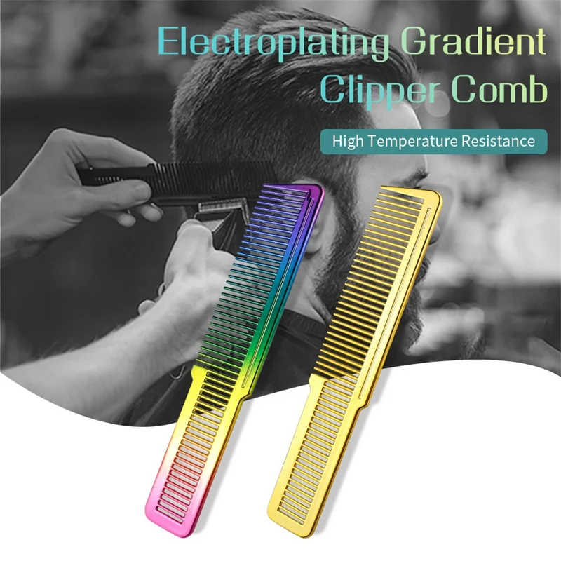Luxury Gold Hair Cutting Styling Comb Electronic Plating Gold Rainbow Barber Hair Trimmer Comb Hairdressing Combs For Men Women